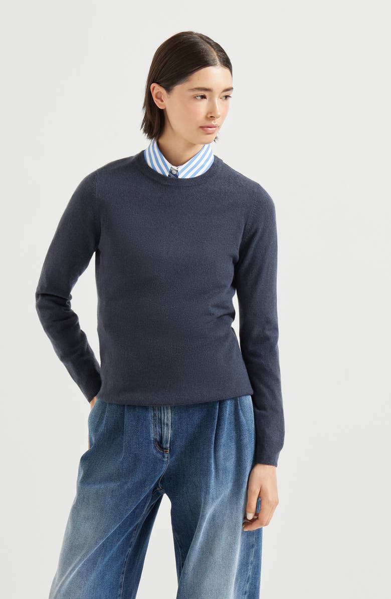 Brunello Cucinelli Cashmere sweater, Alternate, color, Navy Blue