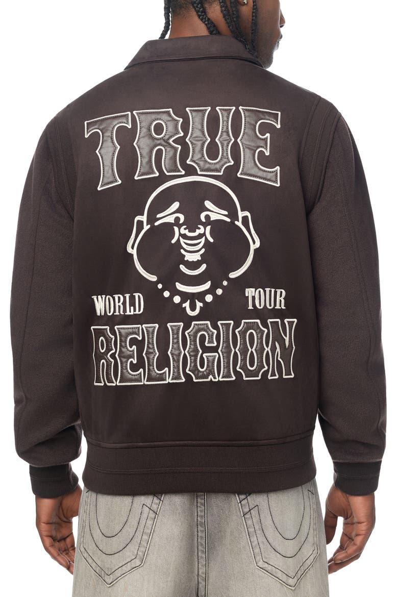 Logo Graphic Bomber Jacket, Alternate, color, GROUND COFFEE
