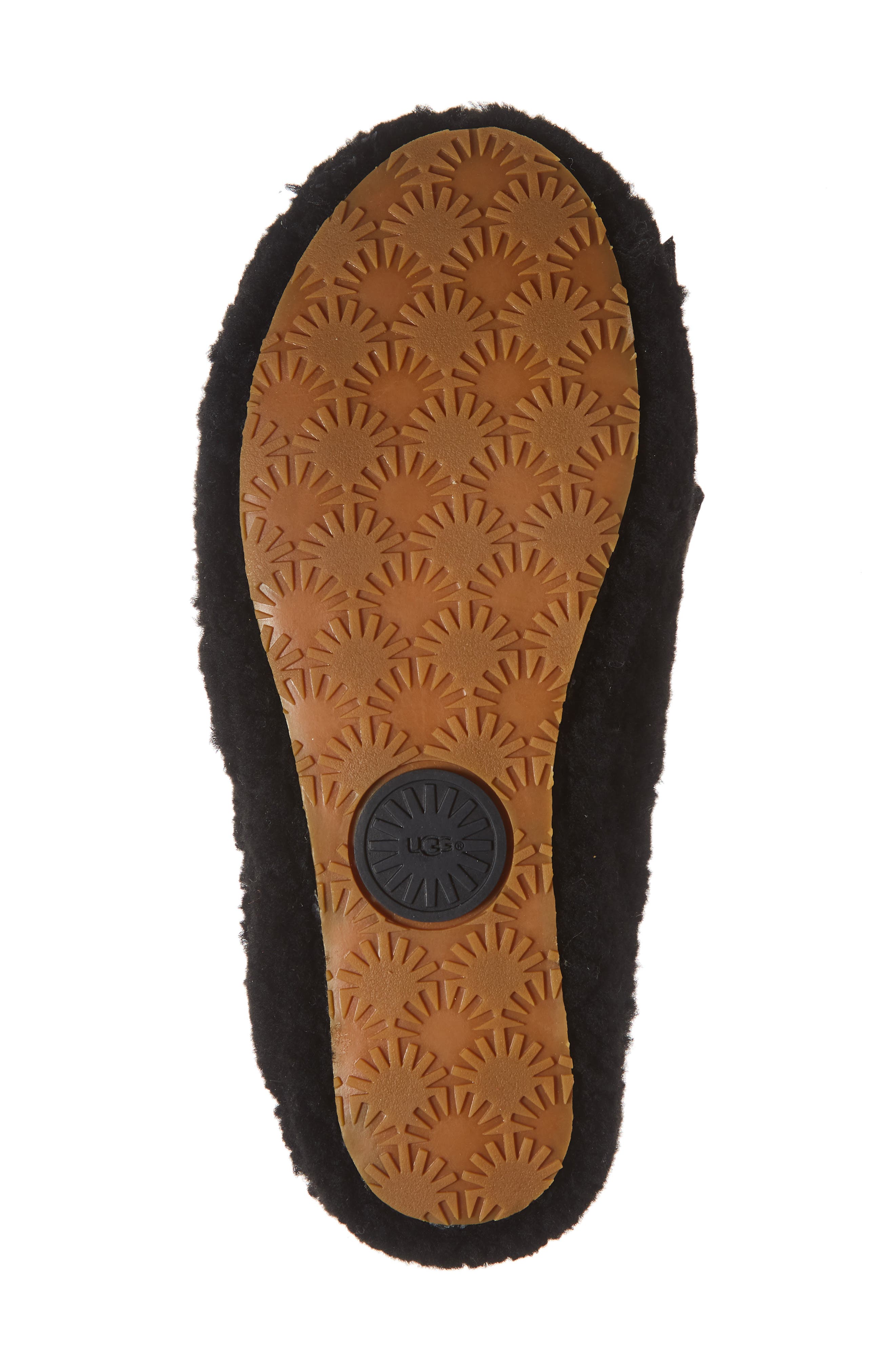 Addison Velvet Bow Genuine Shearling Slipper, Alternate, color, BLACK