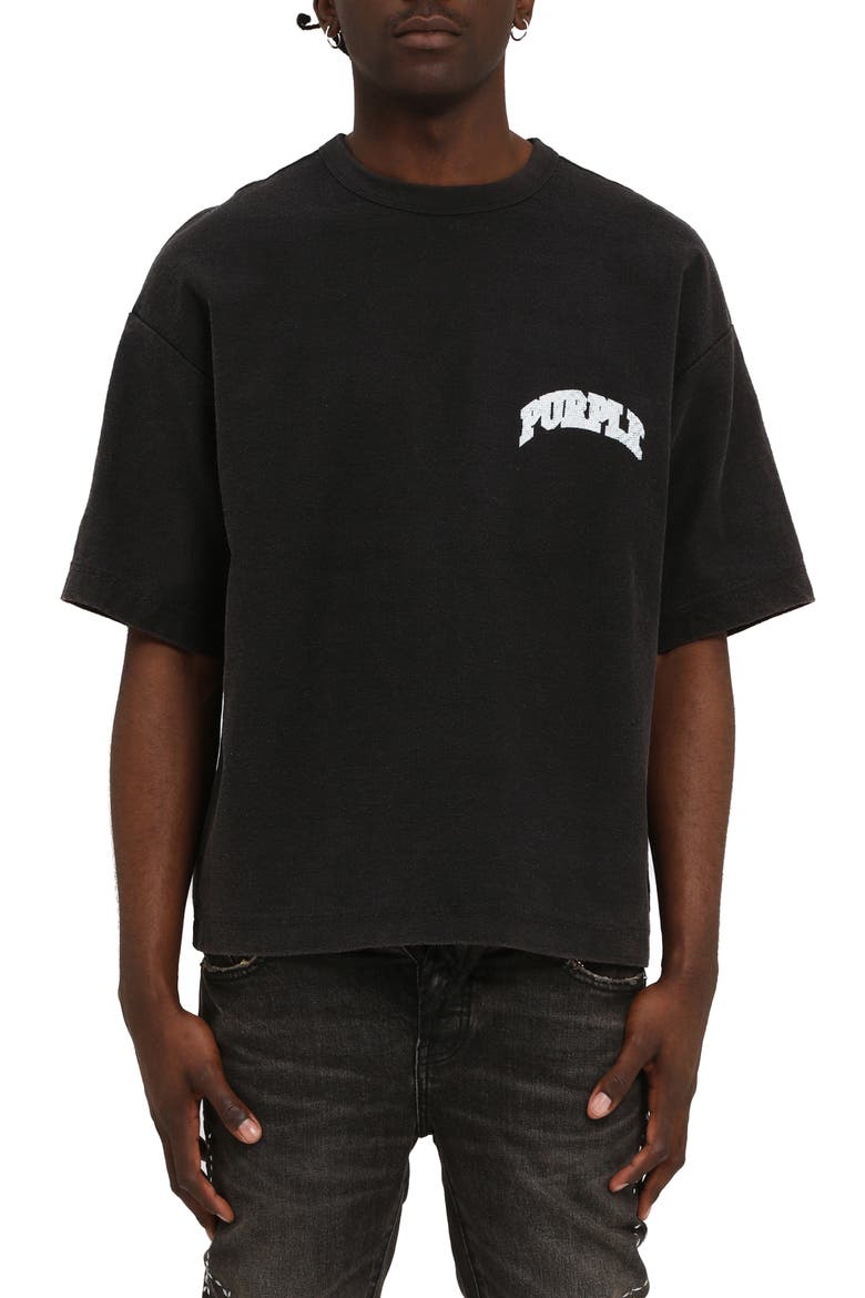 Heavyweight Textured Cotton Jersey Graphic T-Shirt, Main, color, BLACK