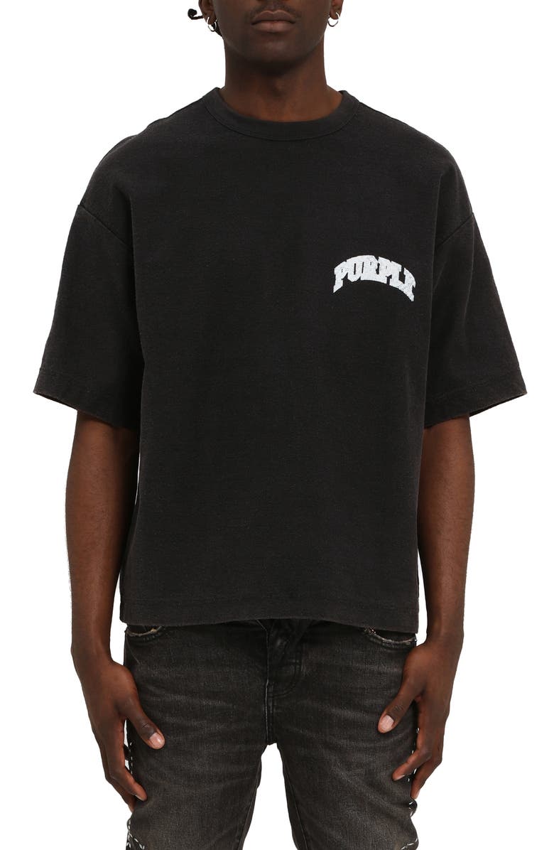 PURPLE BRAND Heavyweight Textured Cotton Jersey Graphic T-Shirt, Main, color, Black