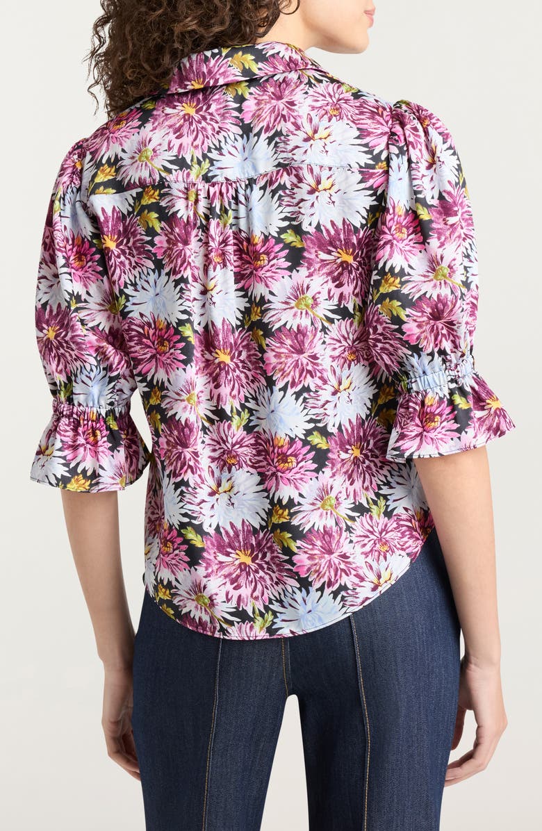 Cinq à Sept Fiona Dahlia Print Button-Up Shirt, Alternate, color, Lavender Crystal Multi