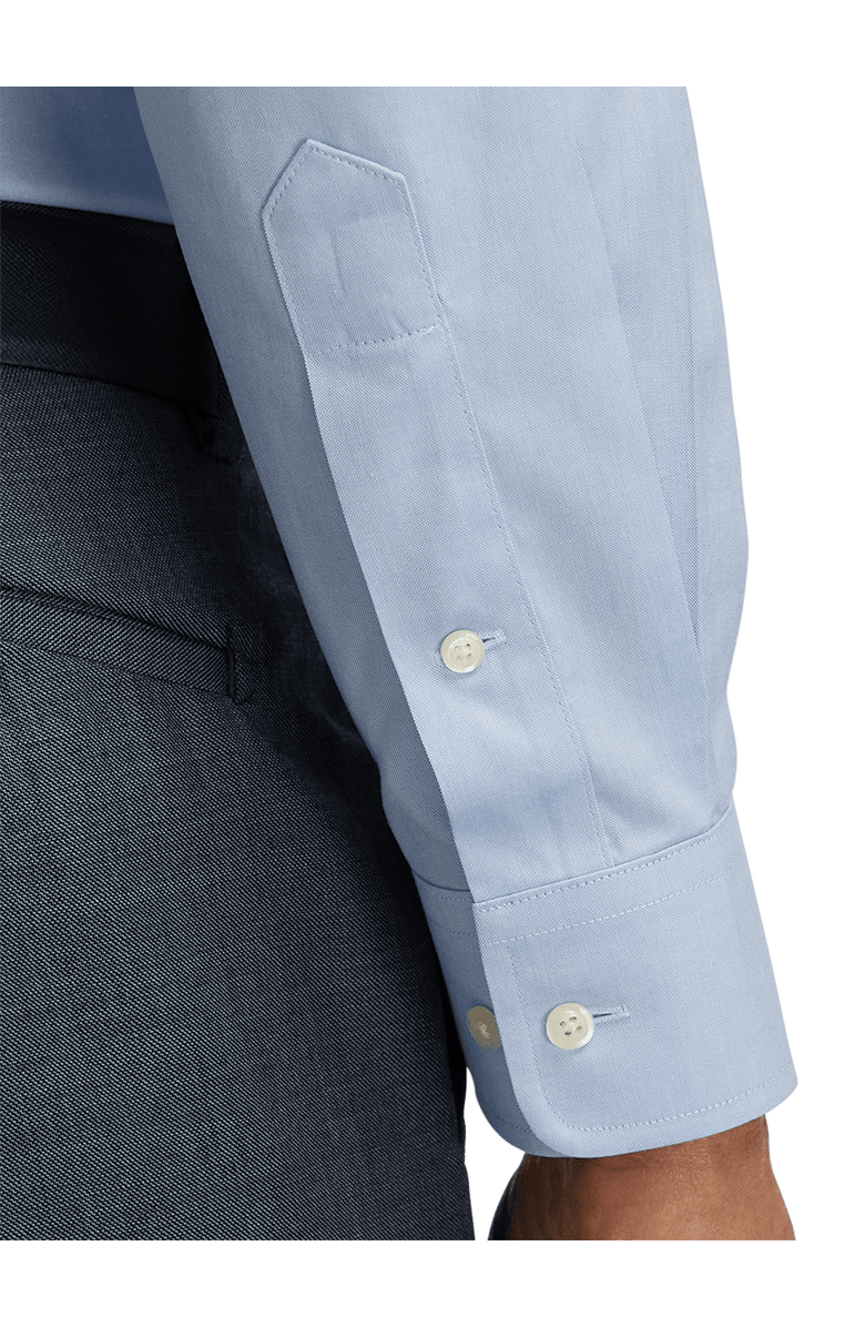Paul Fredrick Non-iron Cotton Pinpoint Solid Spread Collar Dress Shirt, Alternate, color, Blue