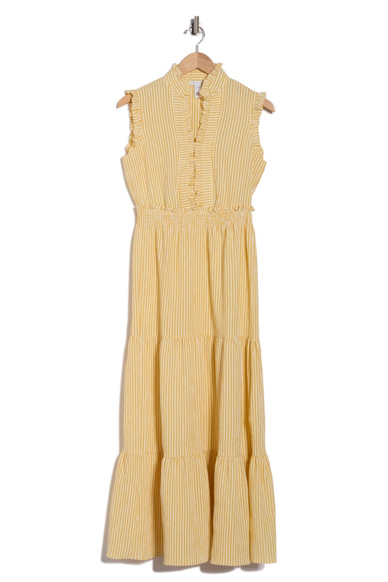 Stripe Ruffle Sleeveless Tiered Maxi Dress, Alternate, color, YELLOW