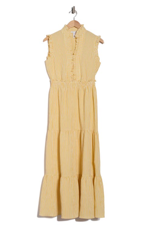 Stripe Ruffle Sleeveless Tiered Maxi Dress