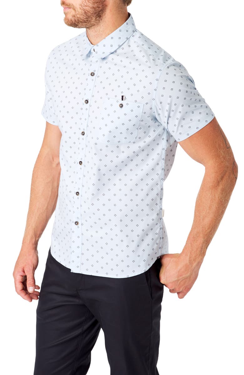 7 Diamonds Flux Slim Fit Short Sleeve Button-Up Shirt, Alternate, color, Light Blue