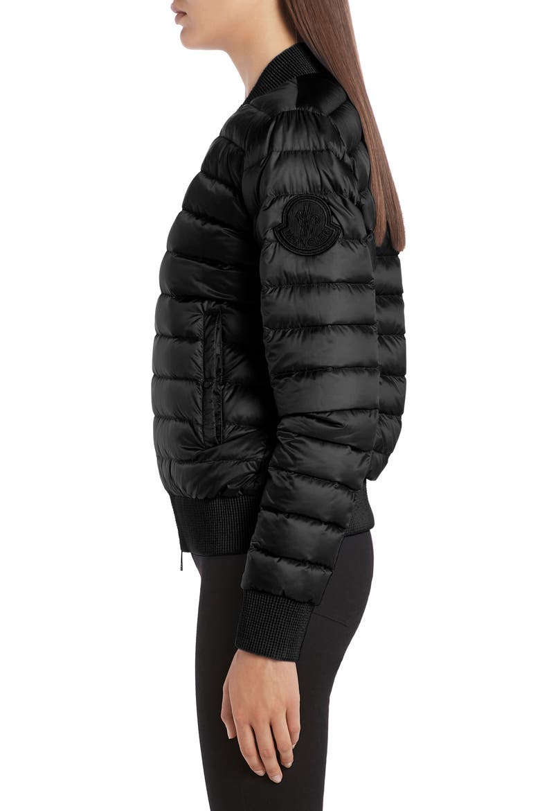 Abricot Down Bomber Jacket, Alternate, color, BLACK