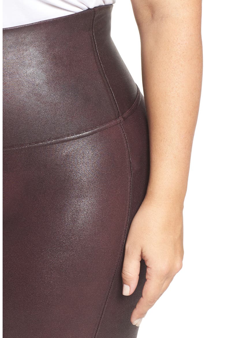 Faux Leather Leggings, Alternate, color, WINE