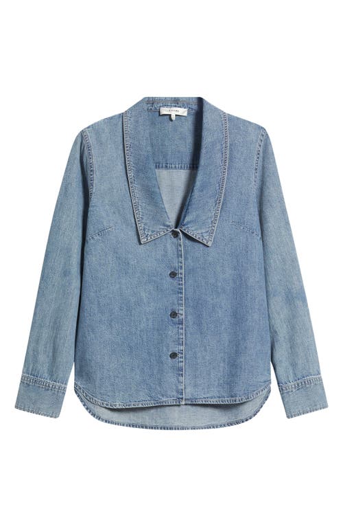 Frame The Low Collar Denim Button-up Shirt In Blue