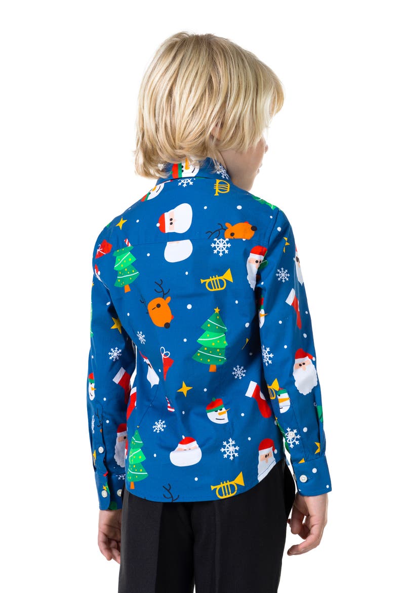 Kids' Festive Blue Long Sleeve Shirt, Alternate, color, BLUE
