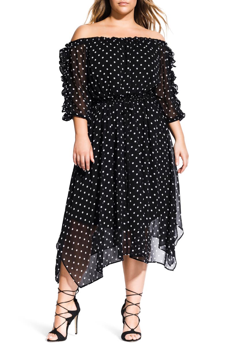 City Chic Off The Shoulder Dress, Main, color, 