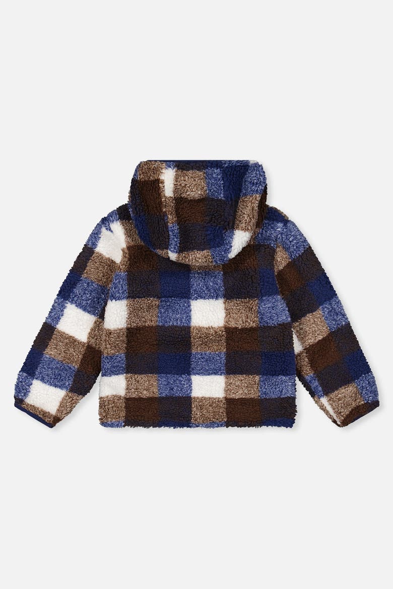 Reversible Fleece Hooded Mid-Season Jacket, Alternate, color, Dark Blue and Brown