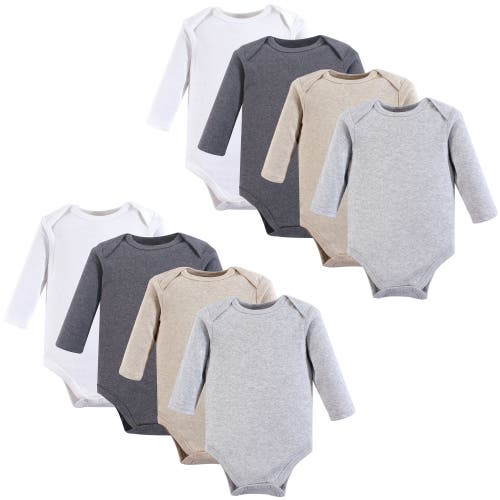 Hudson Baby Cotton Long-sleeve Bodysuits 8-pack In Gray