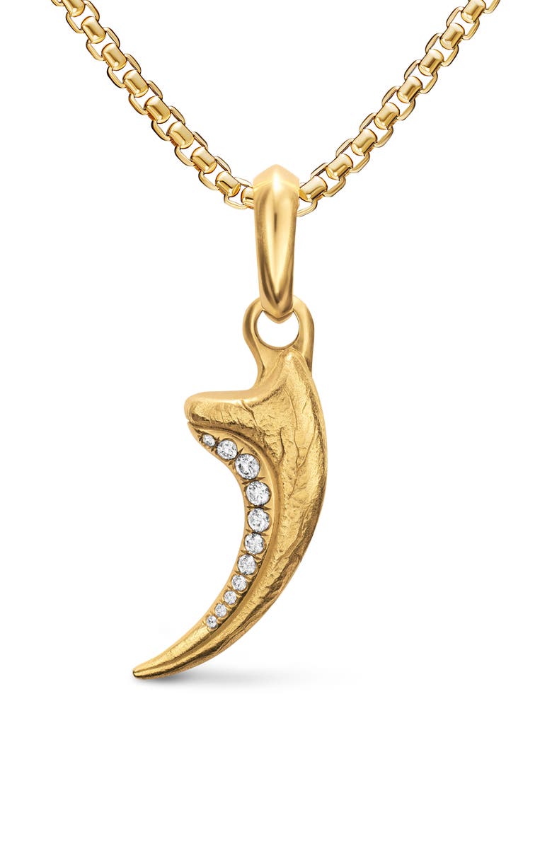 David Yurman Men's Raptor Claw Amulet in 18K Yellow Gold with Diamonds, 27.3mm, Alternate, color, Gold