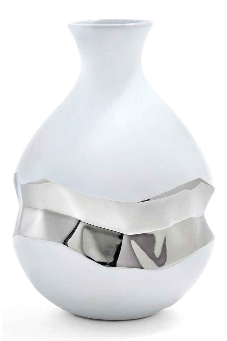 Talianna Oro Bud Vase, Main, color, WHITE AND SILVER