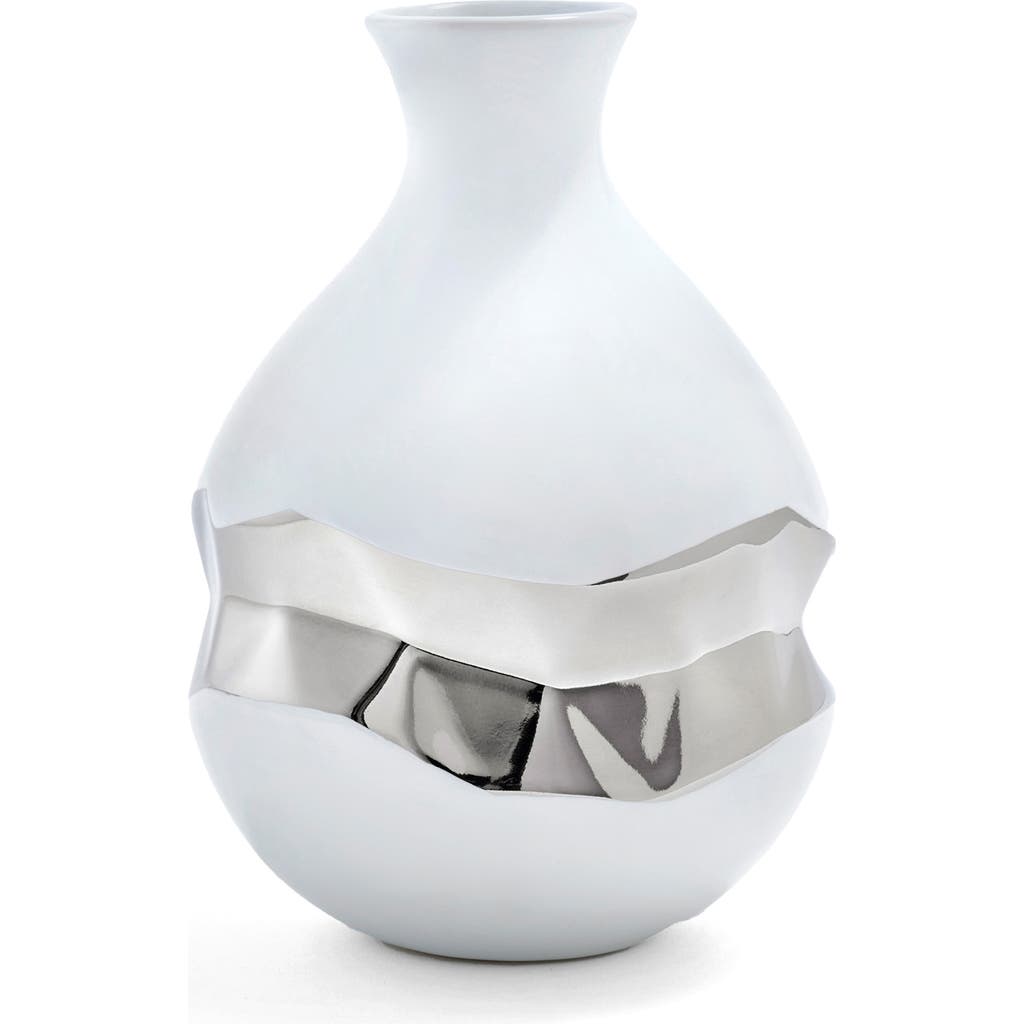 Anna New York Talianna Oro Bud Vase In White And Silver