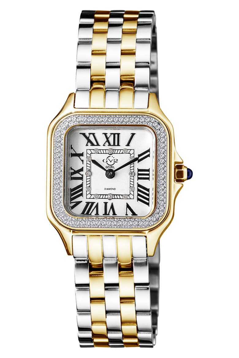 Women's Milan Diamond Dial Bracelet Watch, 27.5 mm, Main, color, TWO-TONE GOLD-SILVER