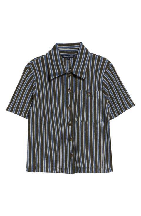Kyan Stripe Cotton Blend Knit Button-Up Shirt