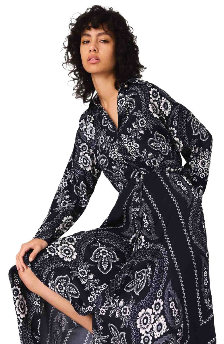 maje Maxi bandana print dress, Alternate, color, Navy Bandana Print