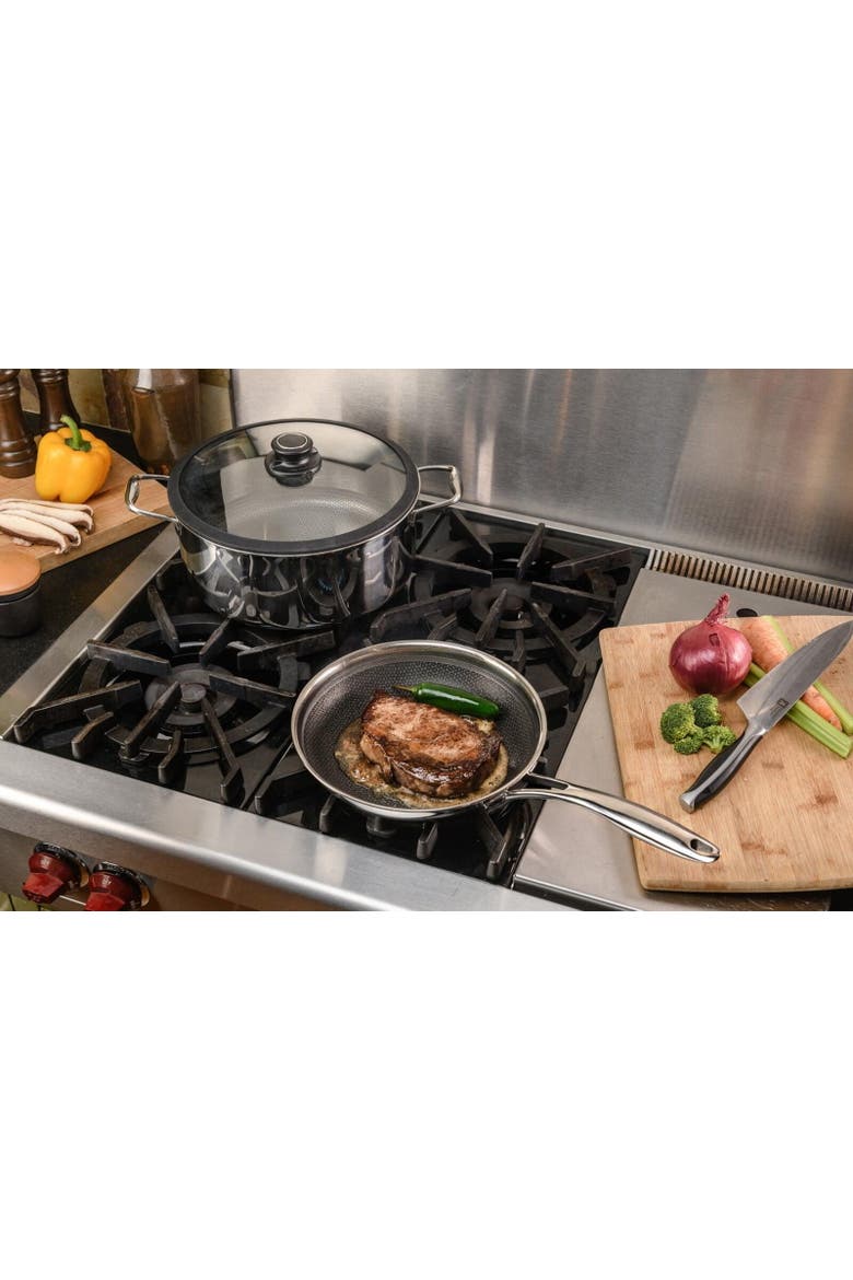 Black Cube 12-1/2 Inch Stainless/Nonstick Hybrid Fry Pan, Alternate, color, Silver