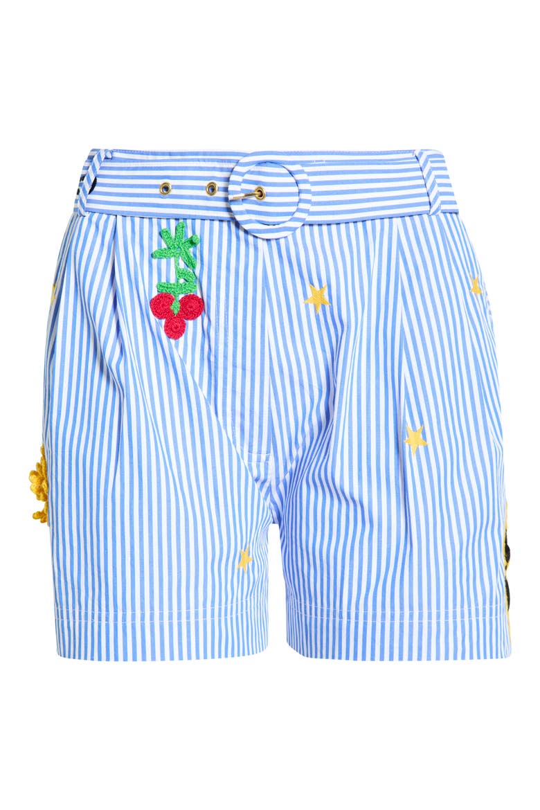 Magic of the Mercado Crochet Embellished Stripe Cotton Shorts, Main, color, MAGIC OF THE MERCADO