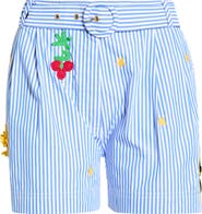 Camilla Magic of the Mercado Crochet Embellished Stripe Cotton Shorts