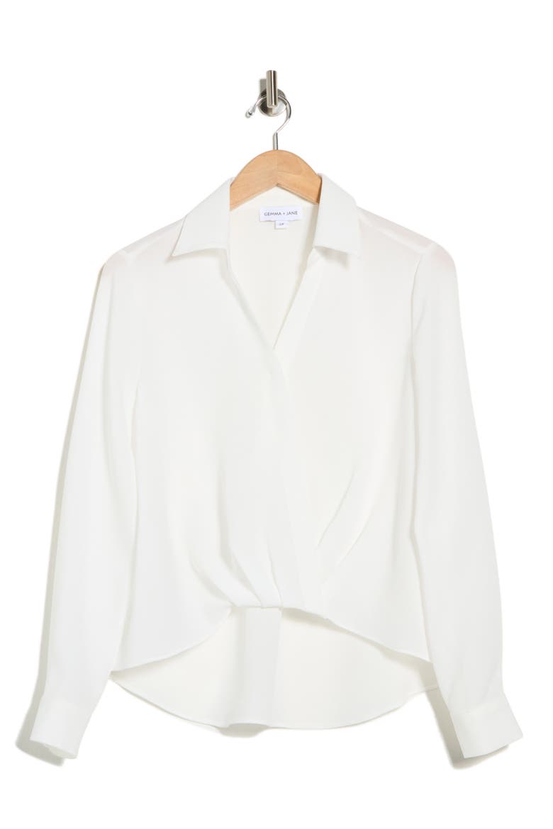 Crossover Long Sleeve High-Low Top, Alternate, color, WHITE