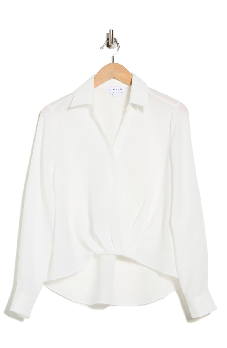 Gemma + Jane Crossover Long Sleeve High-Low Top, Alternate, color, White