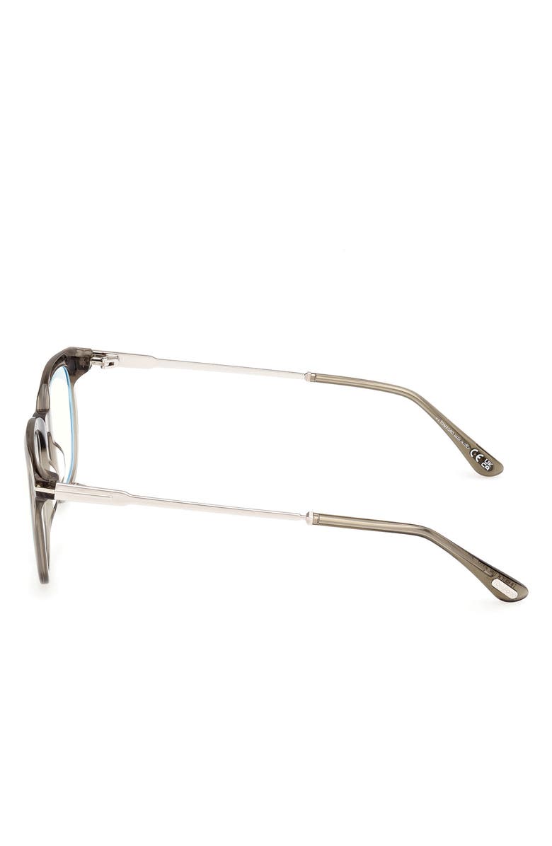 TOM FORD 50mm Square Blue Light Blocking Glasses, Alternate, color, Olive / T Logo / Blue Block