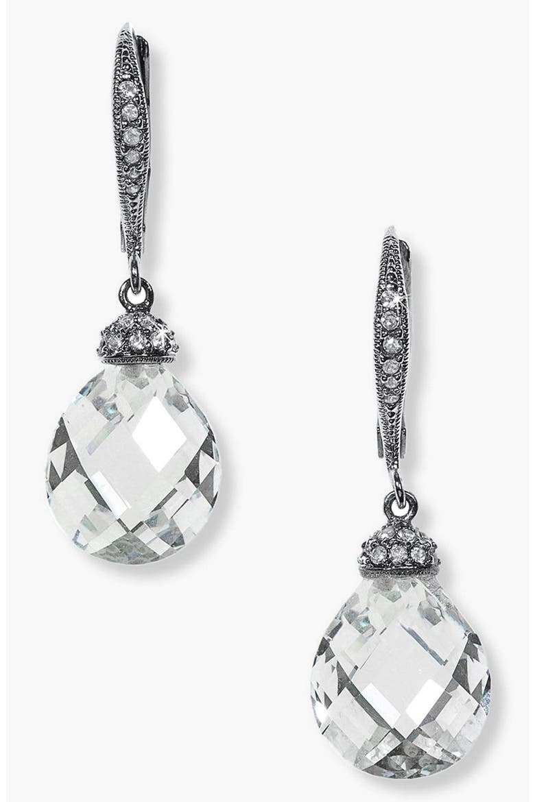 Faceted Crystal Drop Earrings, Alternate, color, CLEAR