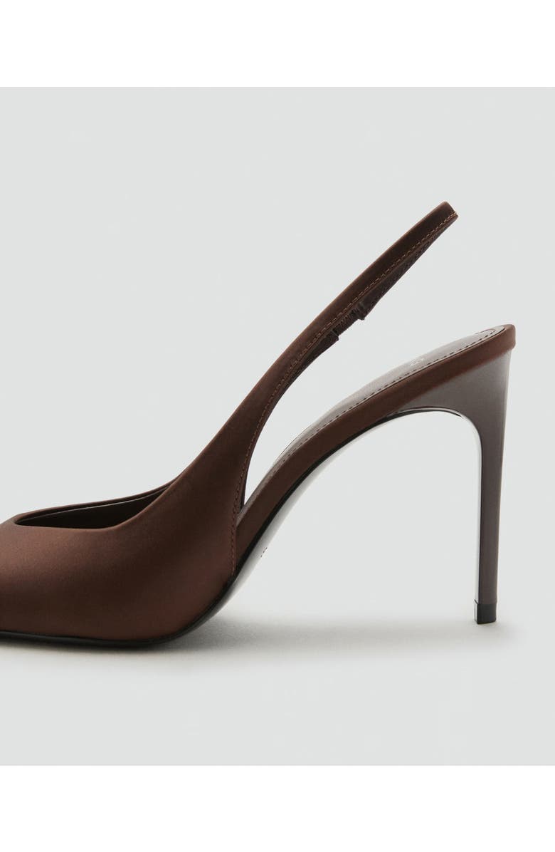 MANGO Mica Pointed Toe Slingback Pump, Alternate, color, Chocolate