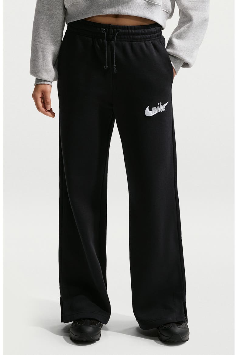 Phoenix Fleece High Waist Wide Leg Pants, Main, color, 010 BLACK/SUMMIT WHITE