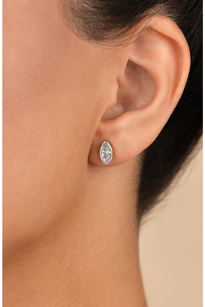 Marquise-Cut Cubic Zirconia Stud Earrings, Alternate, color, SILVER