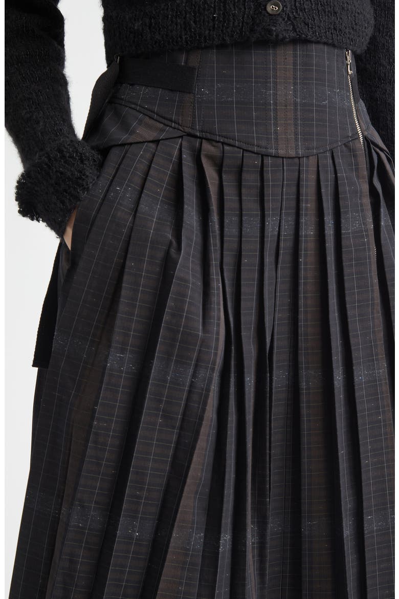Pleated Plaid Corset Midi Skirt, Alternate, color, BLACK ARTISINAL PLAID