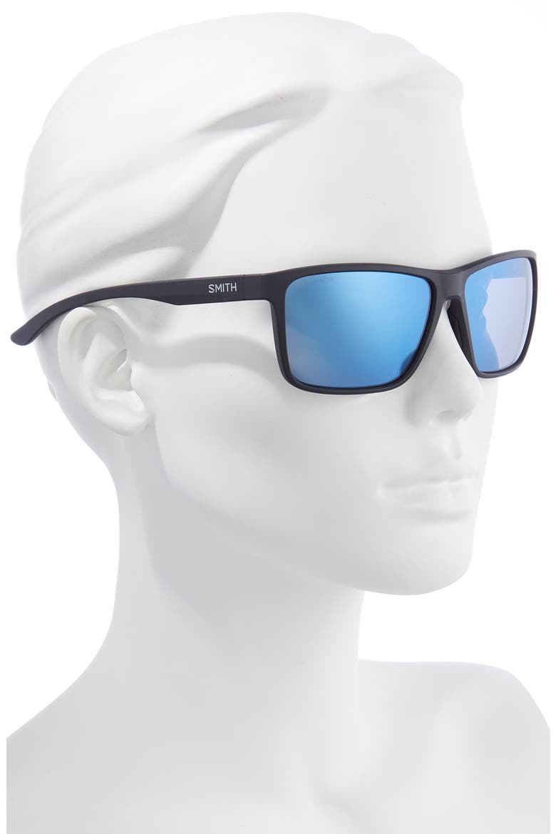 Riptide 61mm Polarized Sport Square Sunglasses, Alternate, color, MATTE BLACK / CHROMAPOP GLASS POLARIZED BLUE MIRROR