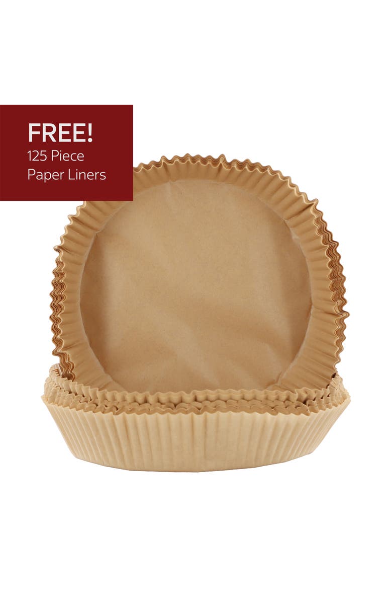 Megachef 8.5 Quart Bundle Electric Air Fryer in Black and Stainless Steel with 125 Piece Paper Liners, Alternate, color, 