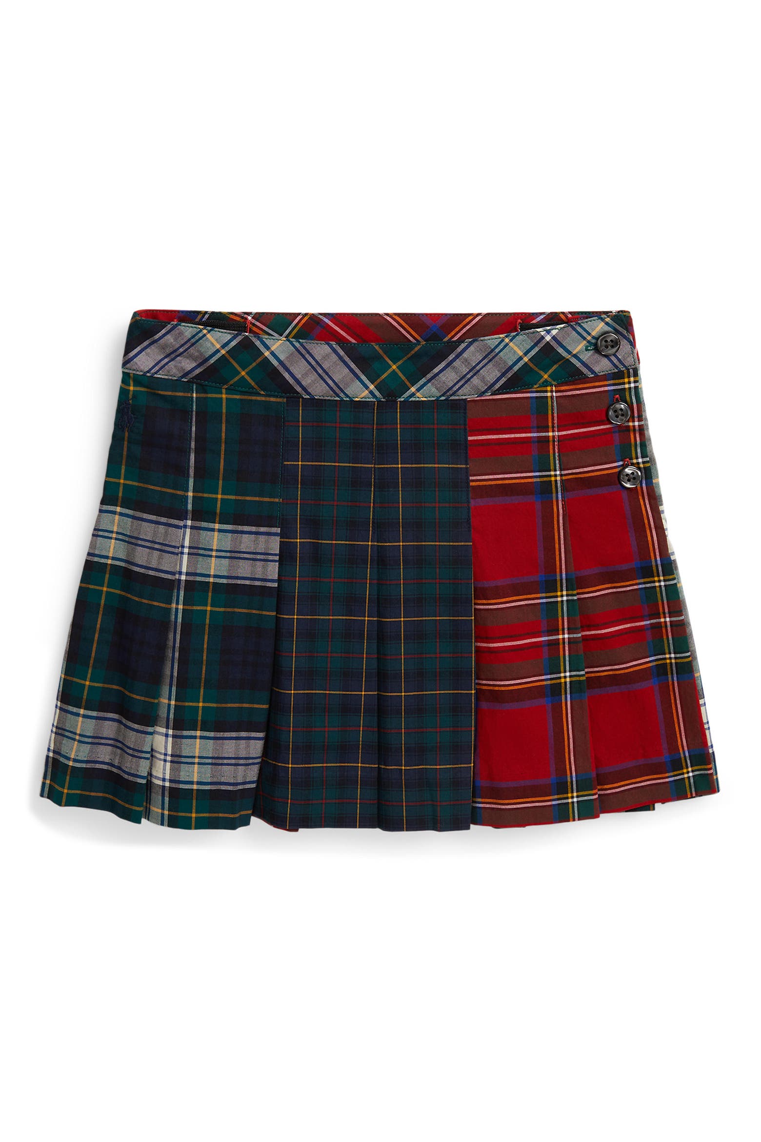 Multi Line Tabs Design Polo Ralph Lauren Kids' Plaid Pleated Poplin Skirt | Nordstrom