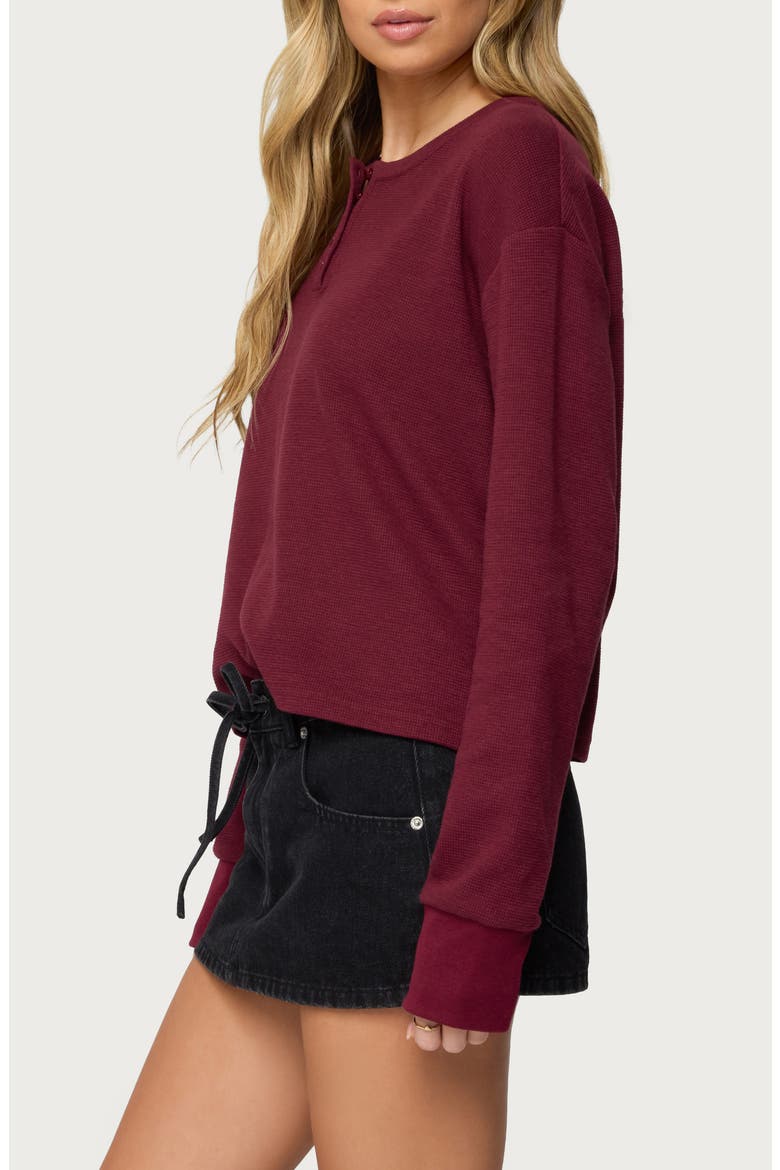 Deni Henley Shirt, Alternate, color, BURGUNDY