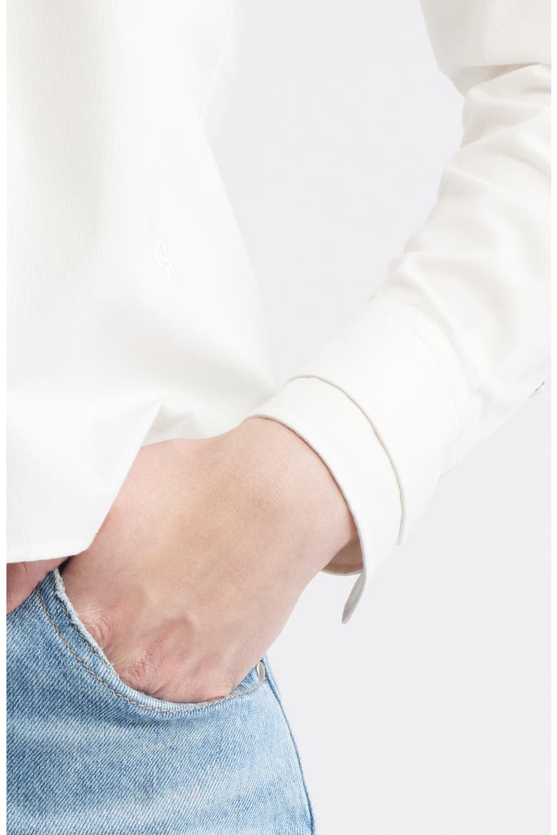 Bertyna Monday Cotton Band Collar Button-Up Shirt, Alternate, color, OPEN WHT