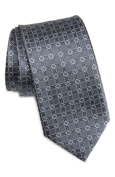 Geo Jacquard Silk Tie