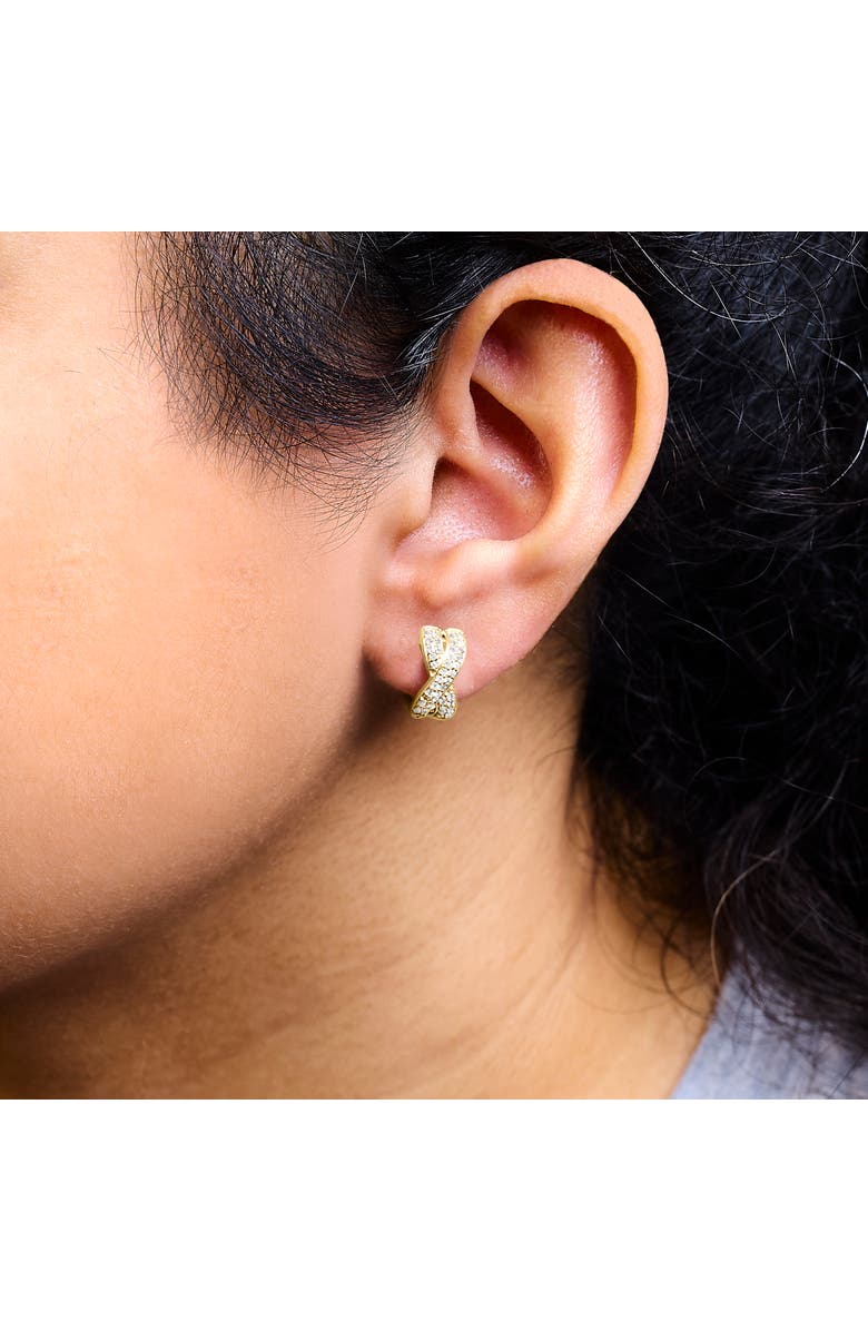 Haus of Brilliance 14K Yellow Gold 1/3 Cttw Diamond Criss Cross Huggie Hoop Earrings, Alternate, color, Yellow