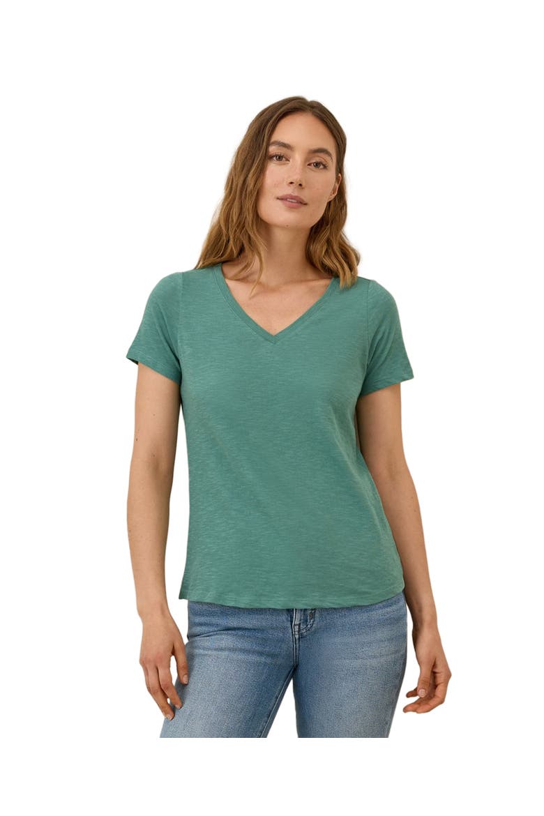 Organic Cotton Featherweight Slub V-Neck Tee, Alternate, color, Deep Sea