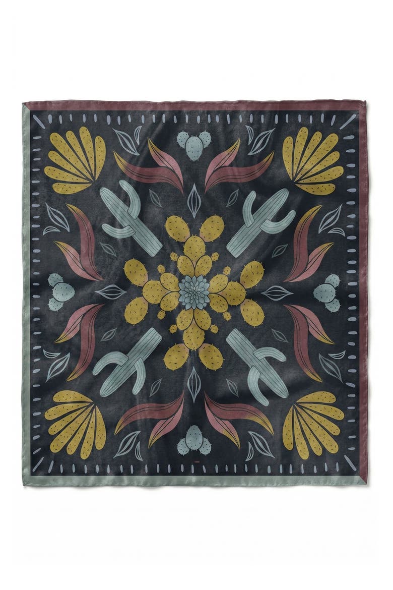 Sun Desert Square Scarf, Main, color, BLACK MULTI