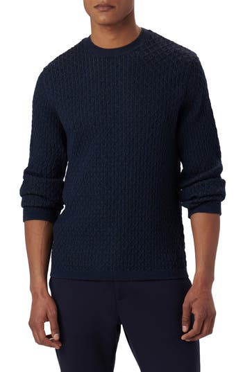 Bugatchi Merino Wool Diamond Stitch Sweater In Blue