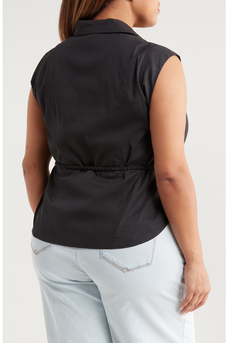 Cap Sleeve Peplum Top, Alternate, color, BLACK