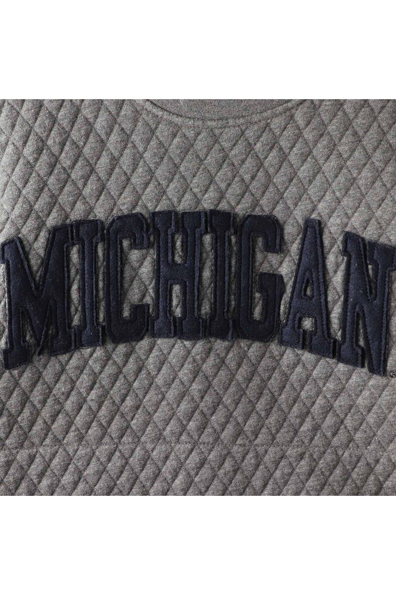 Women's Pressbox Heather Charcoal Michigan Wolverines Moose Quilted Pullover Sweatshirt, Alternate, color, Heather Gray