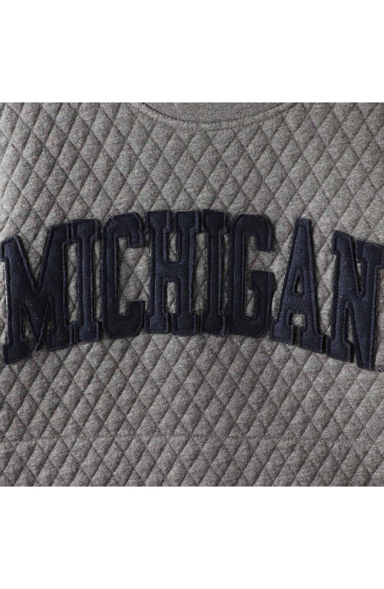 PRESSBOX Women's Pressbox Heather Charcoal Michigan Wolverines Moose Quilted Pullover Sweatshirt, Alternate, color, Heather Gray