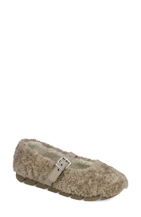 Kayti Faux Shearling Mary Jane Flat (Women)