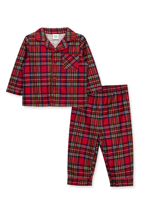 Plaid Notch Collar Pajamas
