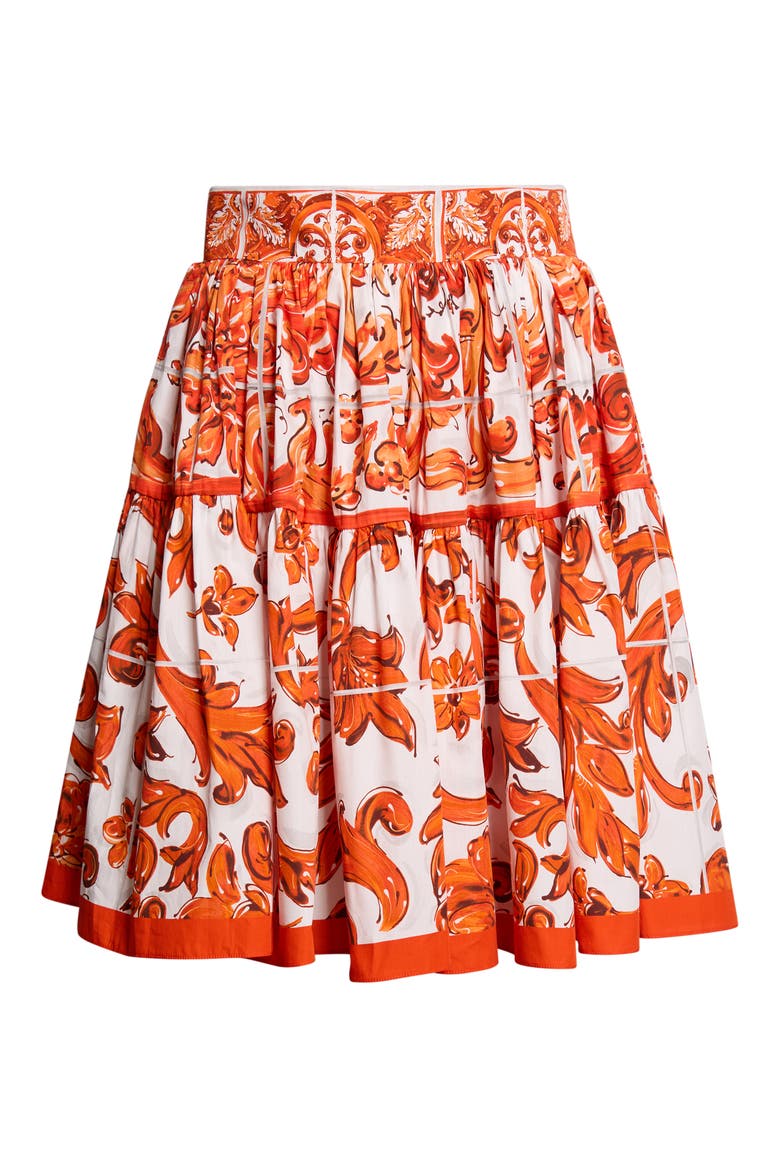 Majolica Print Cotton Poplin Miniskirt, Alternate, color, S9000 VARIANTE ABBINATA